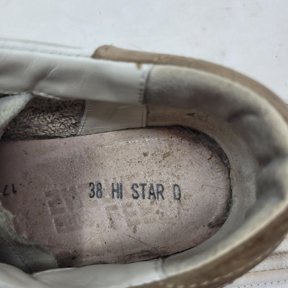 Golden Goose Hi Star Shoes Womens US8 EU38 White Leather Glitter Star Sneaker - Picture 12 of 16
